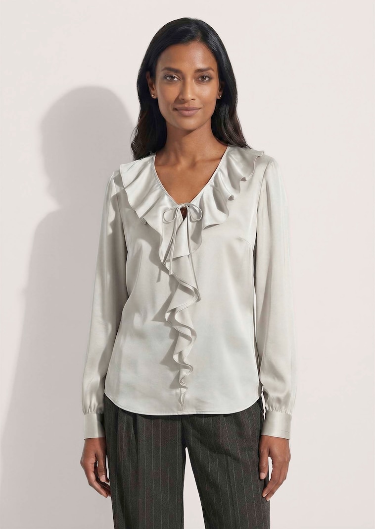 Satin blouse with flounces