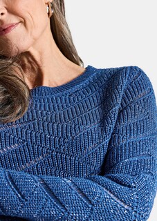 Pullover met ajour en ribtricot thumbnail 5