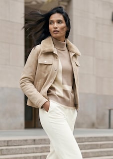 Jacke in Veloursoptik mit abnehmbarem Fellkragen thumbnail 1