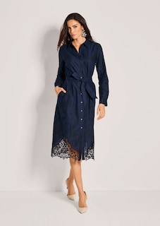 Robe chemise brodée avec dentelle thumbnail 2