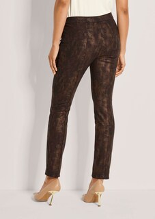 Slender trousers with a subtle sheen and an animal print thumbnail 4