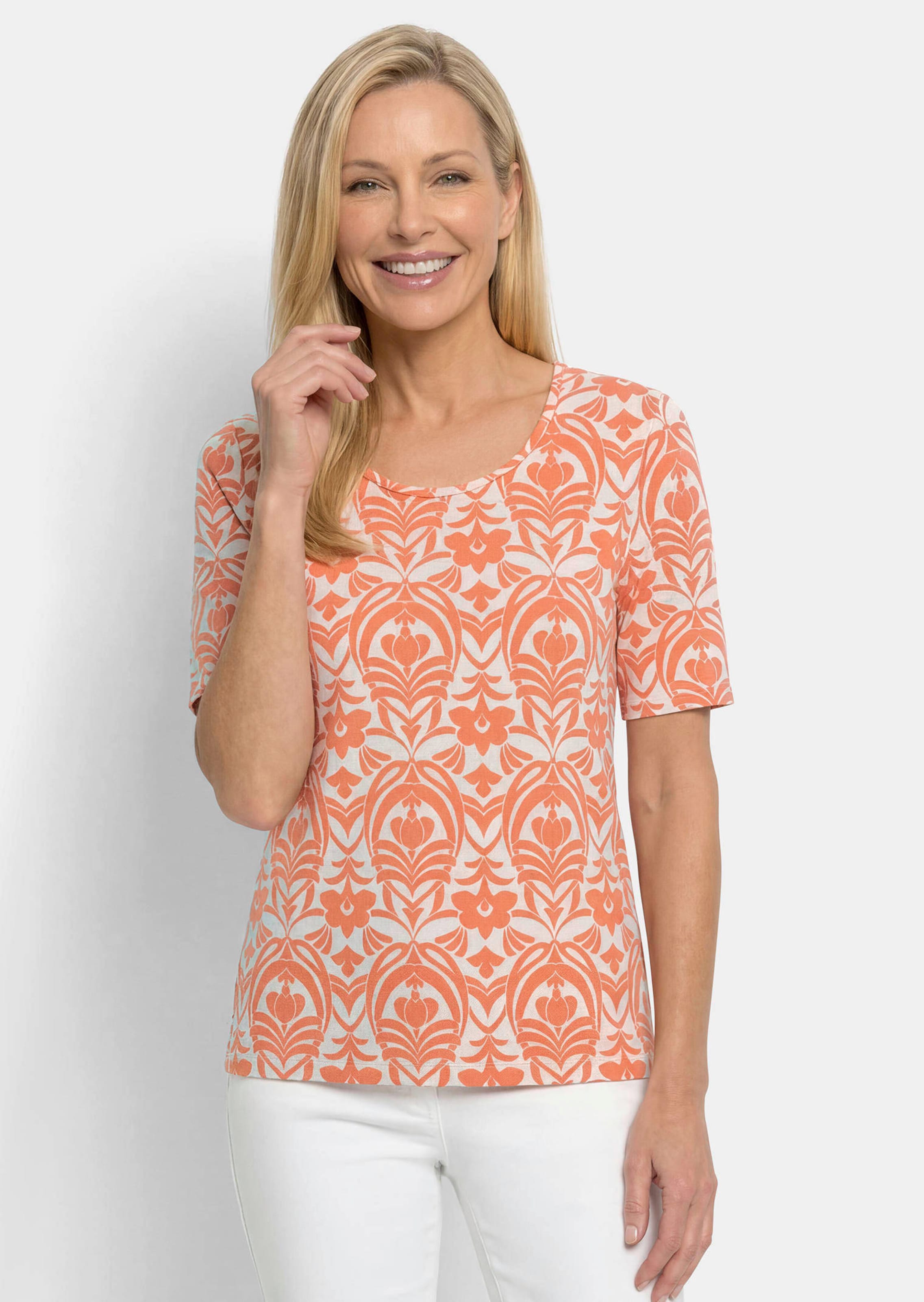 Shirt van viscose met vrouwelijk ornamentpatroon