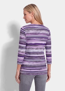 T-shirt rayé en doux mélange de coton thumbnail 3