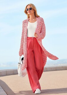Lange Strickjacke in Bicolour-Optik thumbnail 1