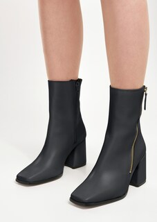 Leder-Stiefeletten mit Blockabsatz thumbnail 2