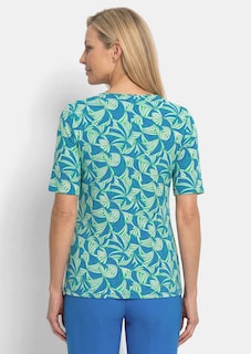 Shirt van viscose met bladerdessin thumbnail 3