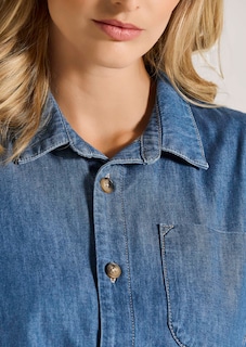 Kurzärmeliges Jeanskleid mit Bindegürtel thumbnail 6
