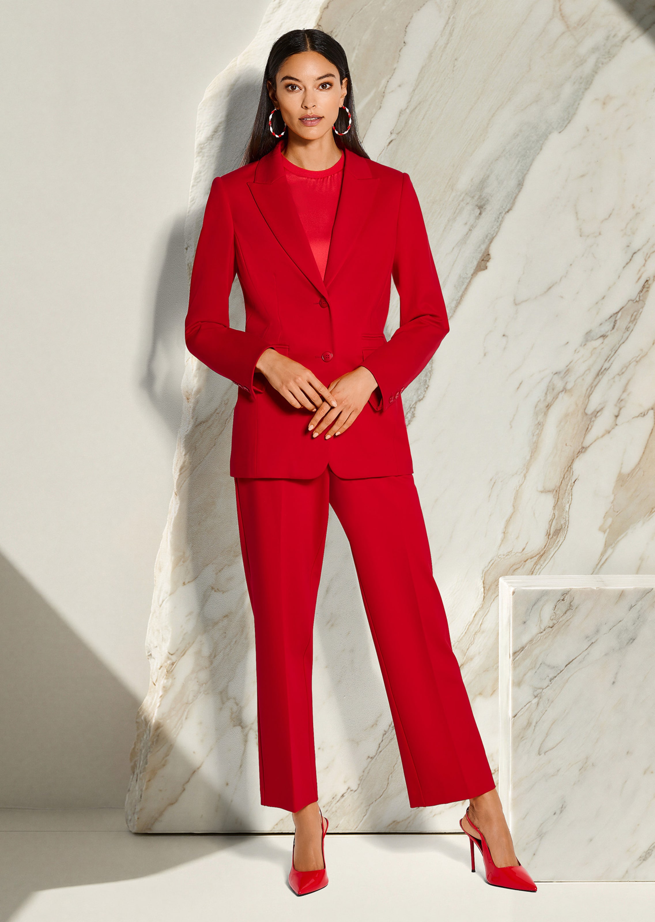 Ankle-free jersey trousers with centre creases