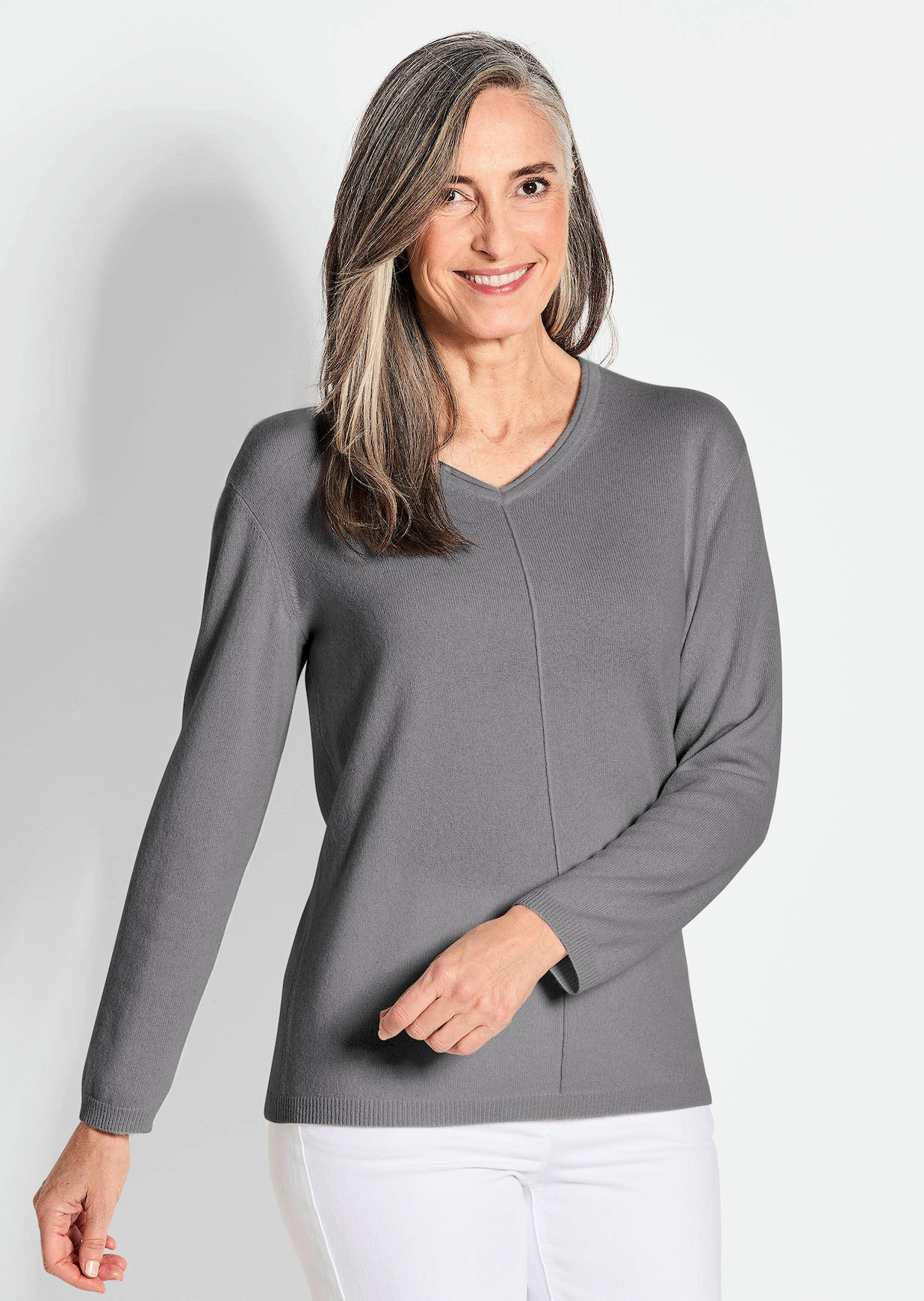Kaschmirpullover mit V-Ausschnitt