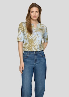 T-shirt flammée avec imprimé de feuilles thumbnail 5