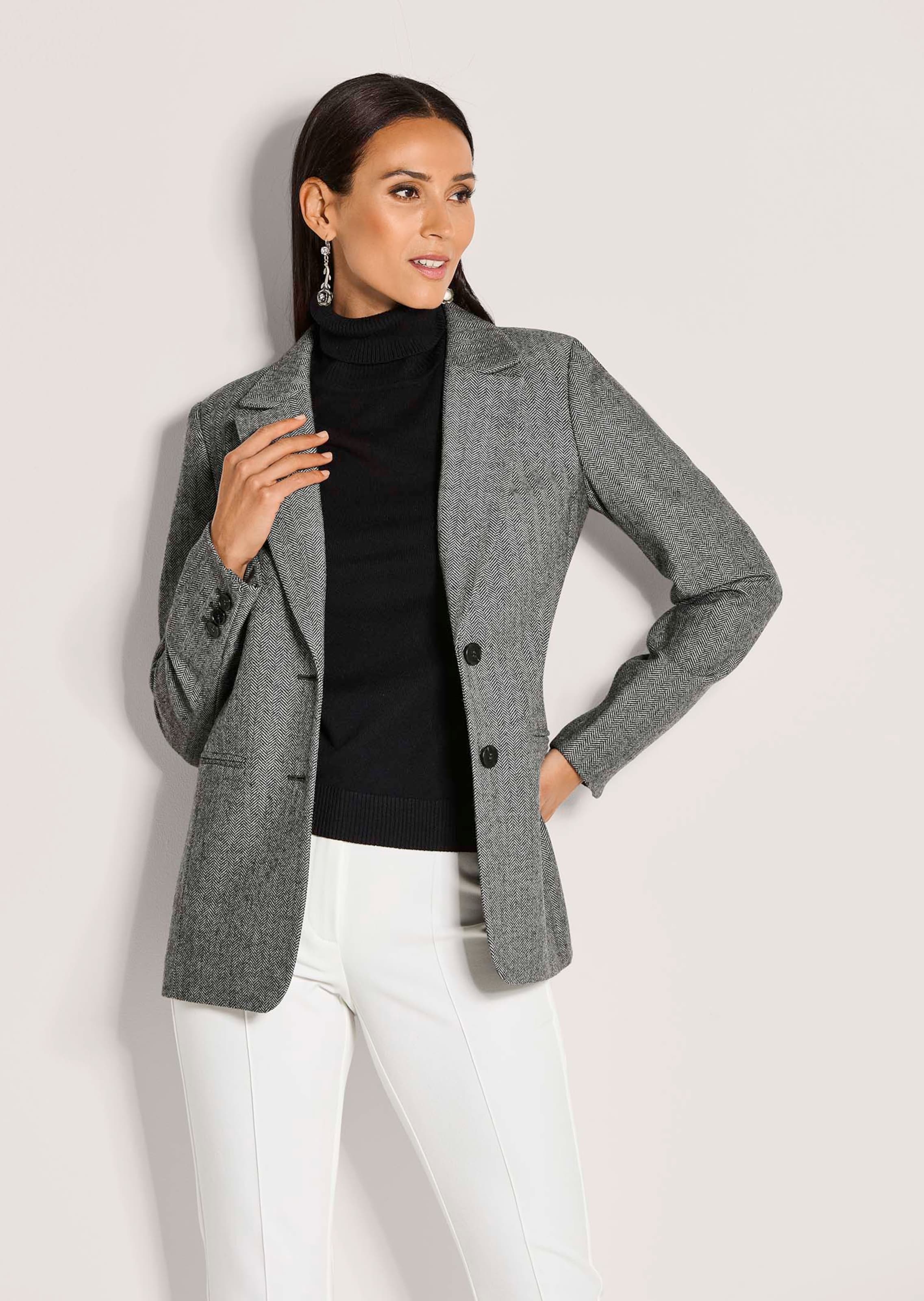 Blazer in Fischgrat-Struktur