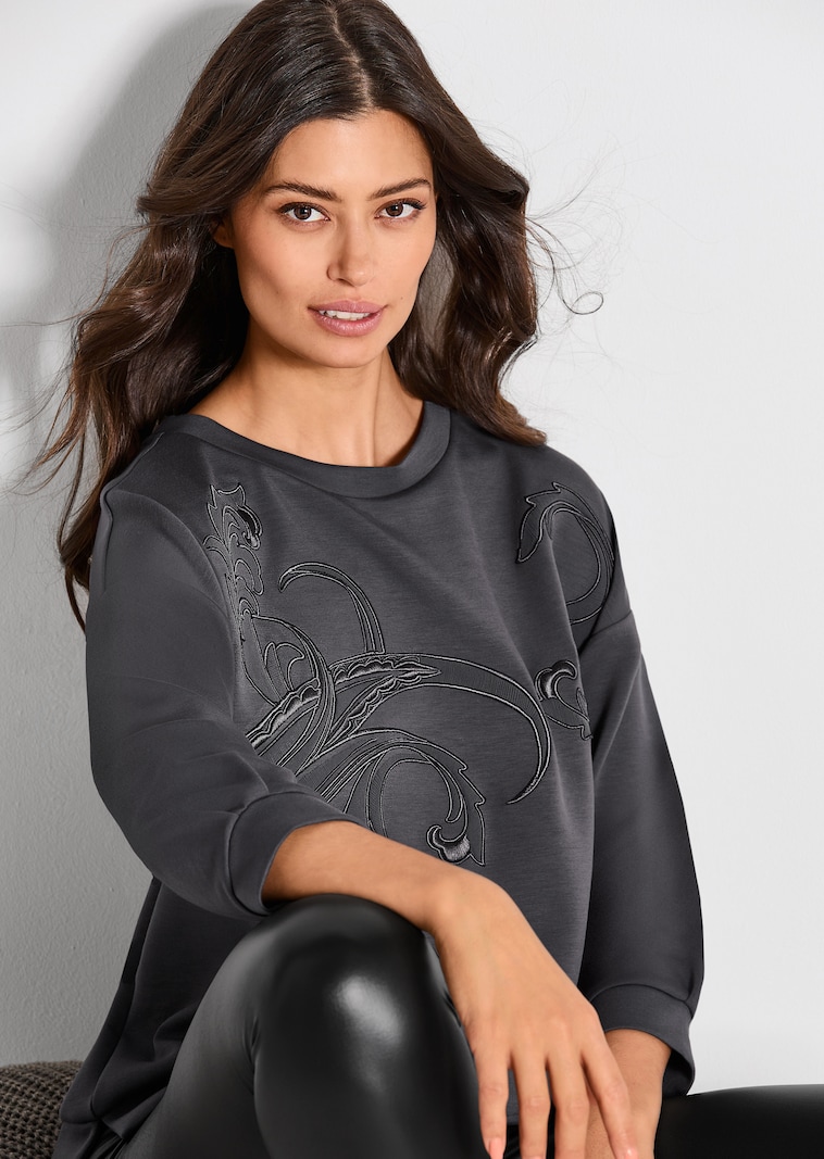 Sweatshirt met bloemborduursel