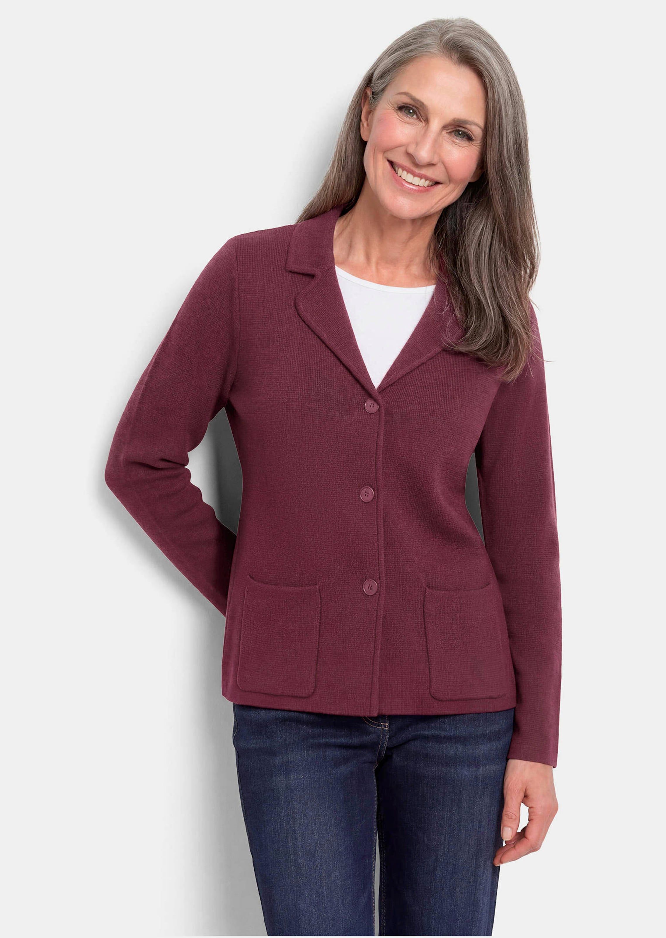 Tricot blazer met opgestikte zakken