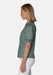 Bluse mit Milles-fleurs-Print und kurzen Puffärmeln thumbnail 5