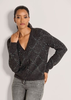 Strickjacke mit Rautenmuster und Pailletten thumbnail 2