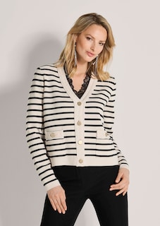 Cardigan à rayures avec boutons décoratifs thumbnail 2