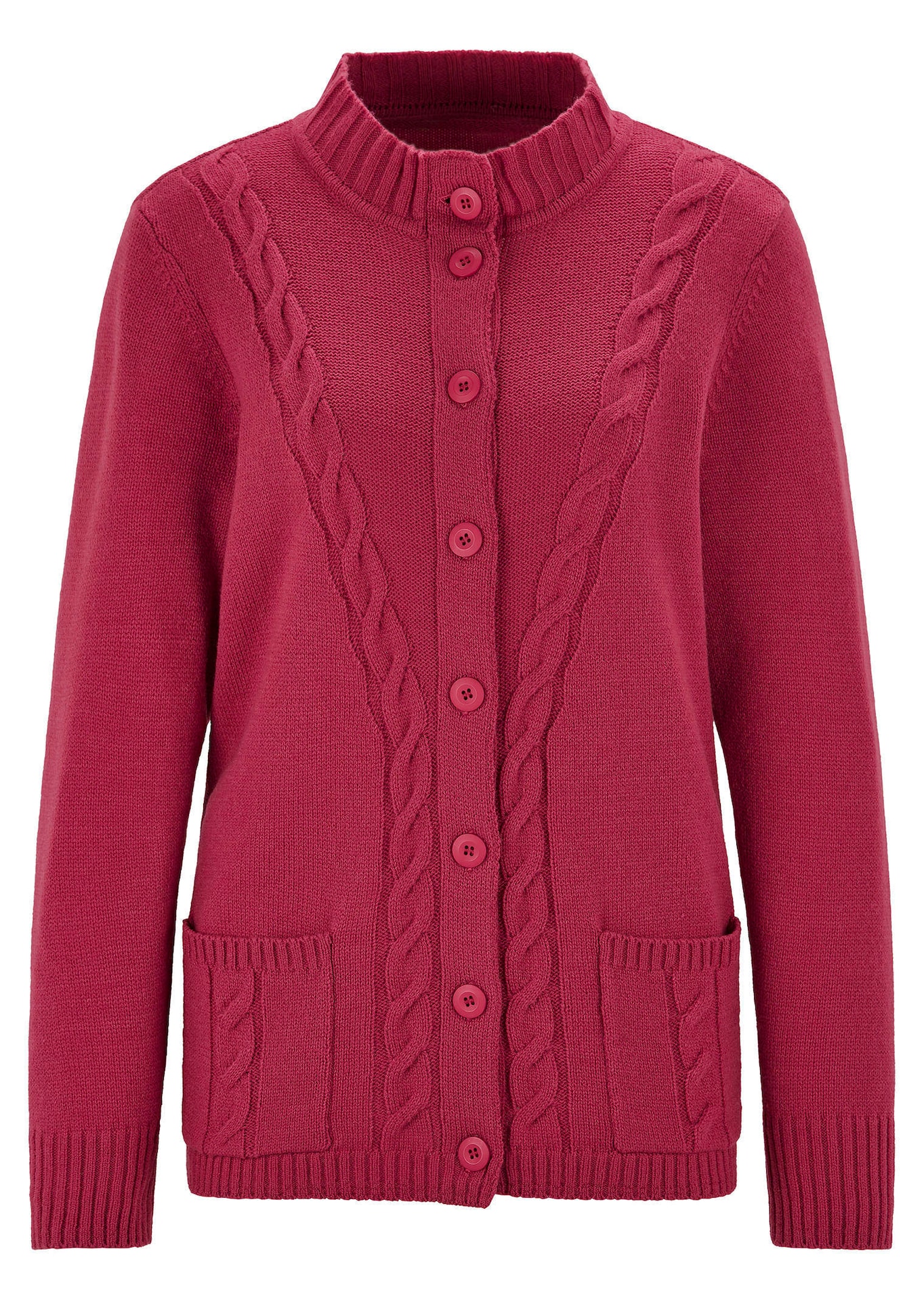 Strickjacke mit platziertem Zopfmuster