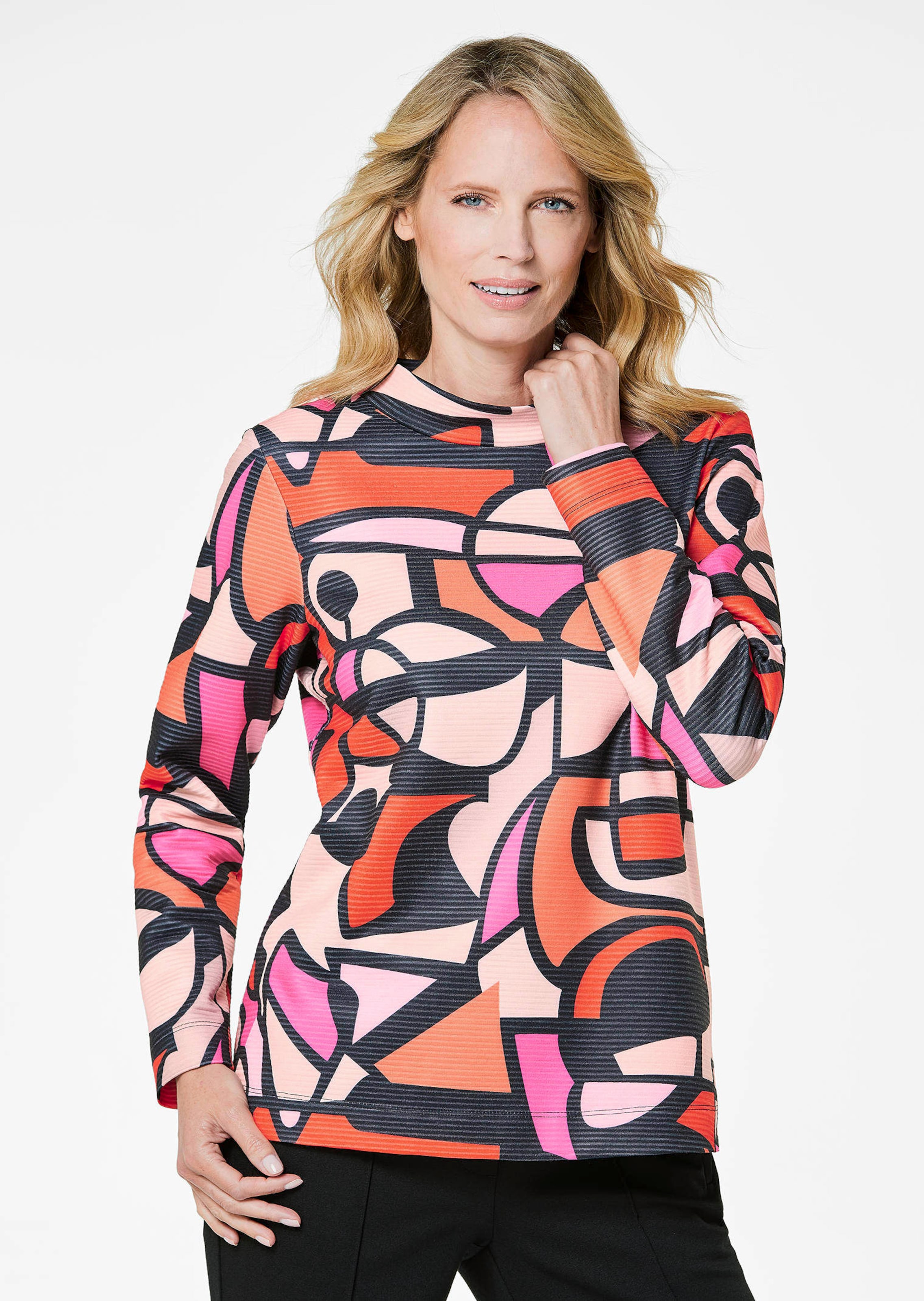 Sweatshirt met opstaande kraag en all-over dessin