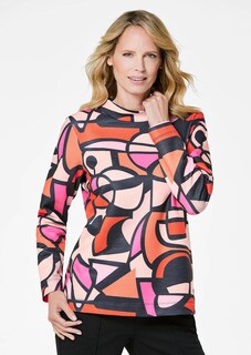 Sweatshirt met opstaande kraag en all-over dessin thumbnail 1