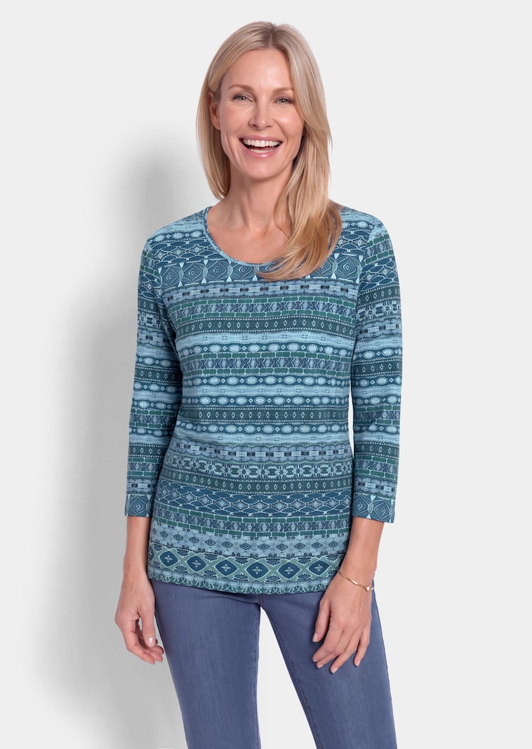 Viskoseshirt mit Ethno-Print