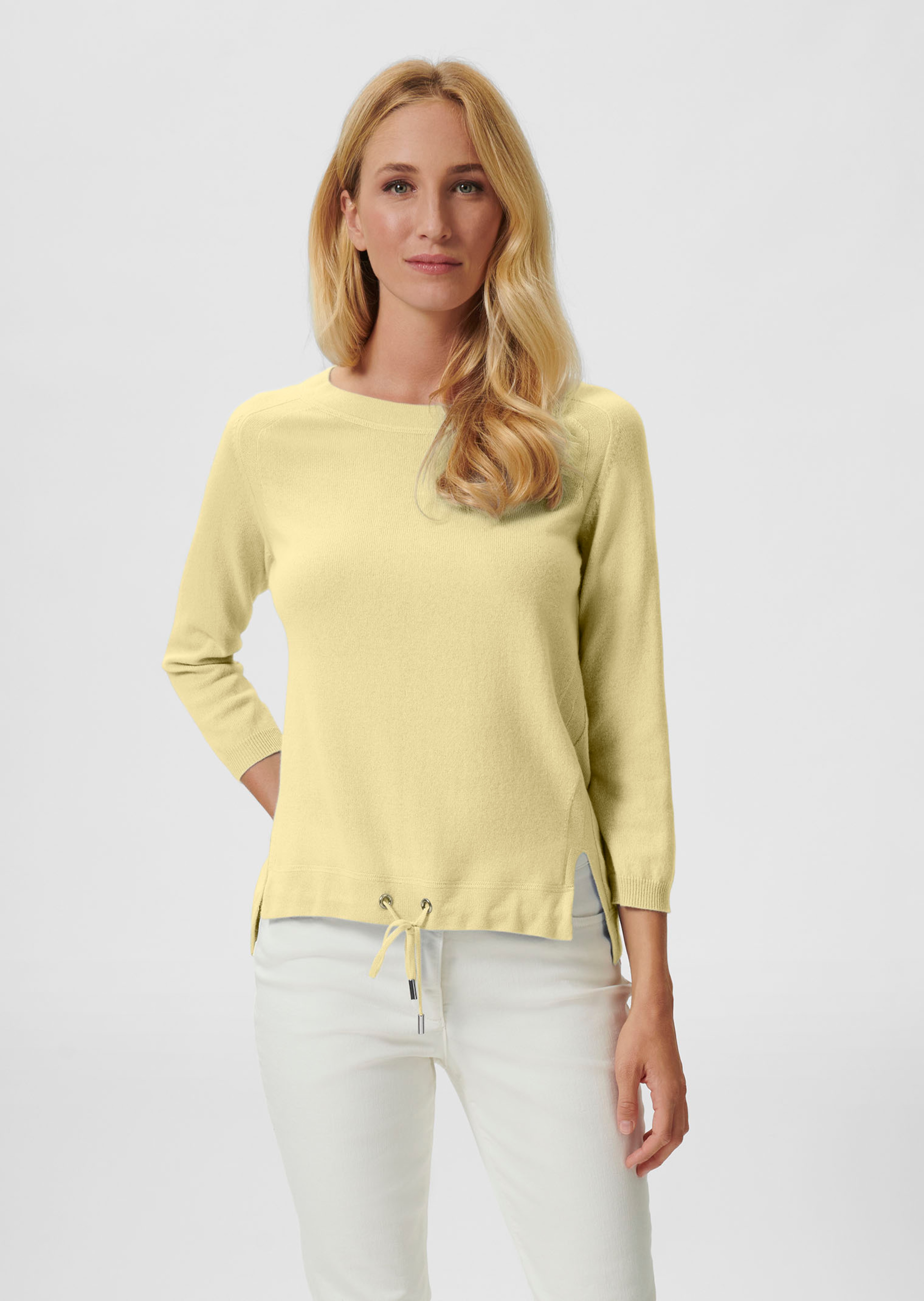 Kaschmirpullover mit Saum-Tunnelzug