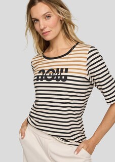 T-shirt à rayures avec inscription scintillante thumbnail 7