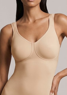 Shaping bodysuit with built-in non-wired bra thumbnail 4