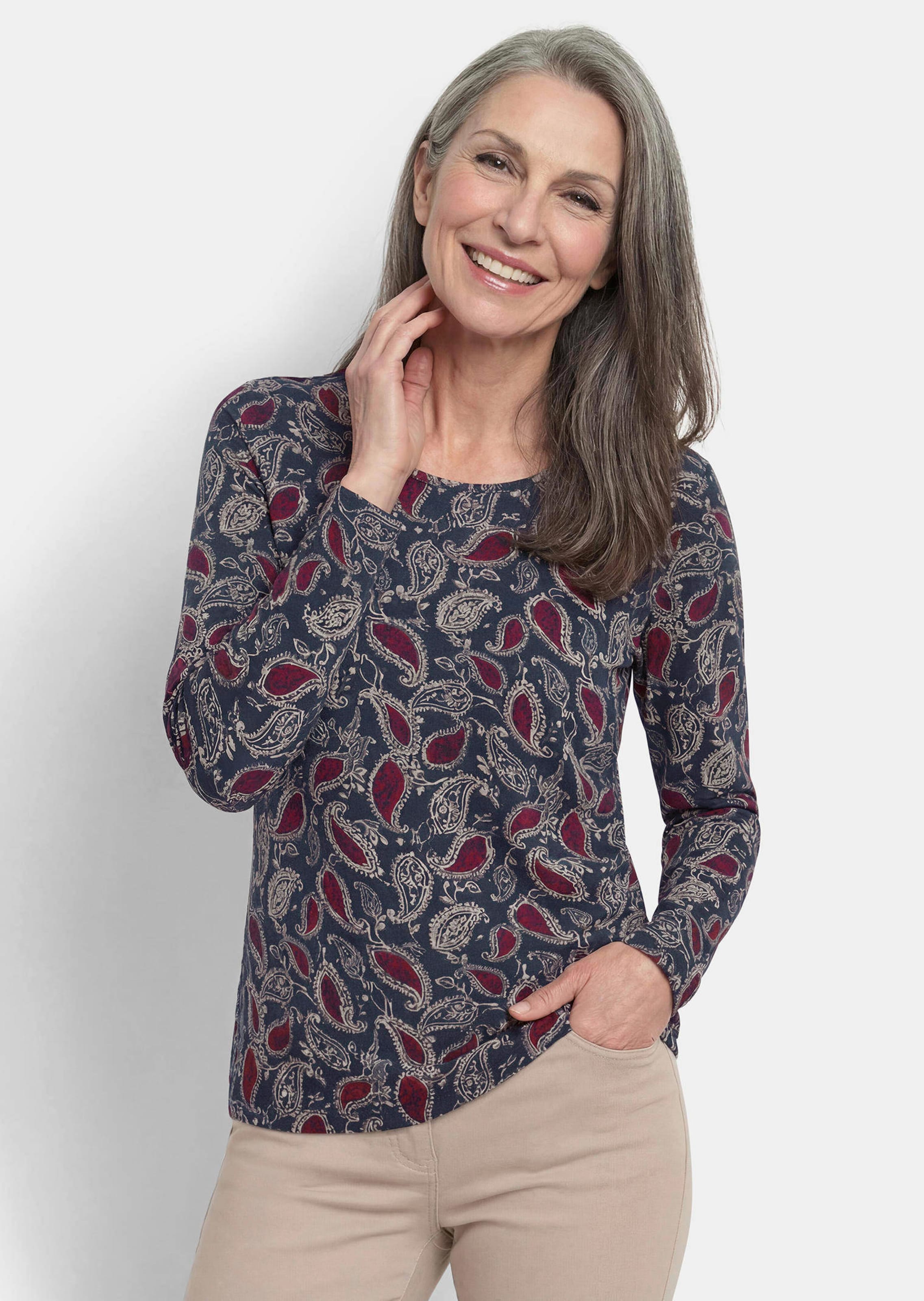 T-shirt à manches longues avec motif cachemire