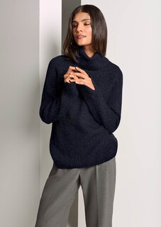Schimmernder Rollkragen-Pullover mit Raglanärmeln thumbnail 1