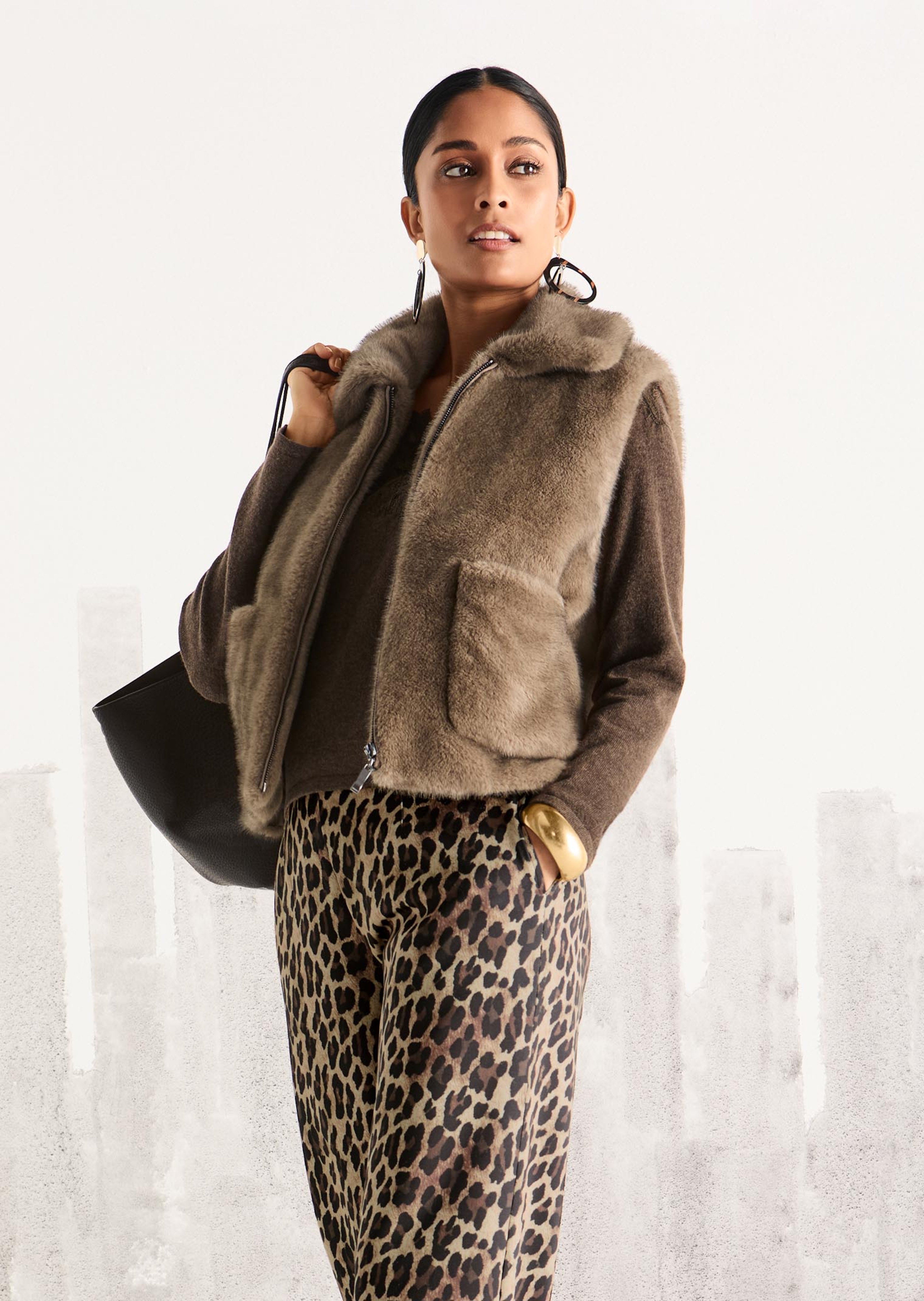 Gilet van imitatiebont met ritssluiting