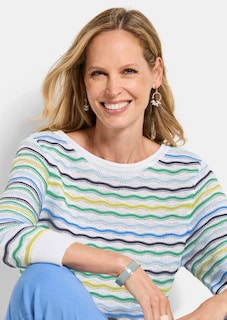 Onderhoudsarme tricot pullover met golfpatroon thumbnail 4