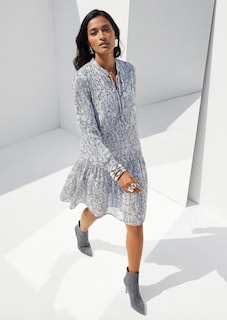 Romantic midi dress with round neck thumbnail 1