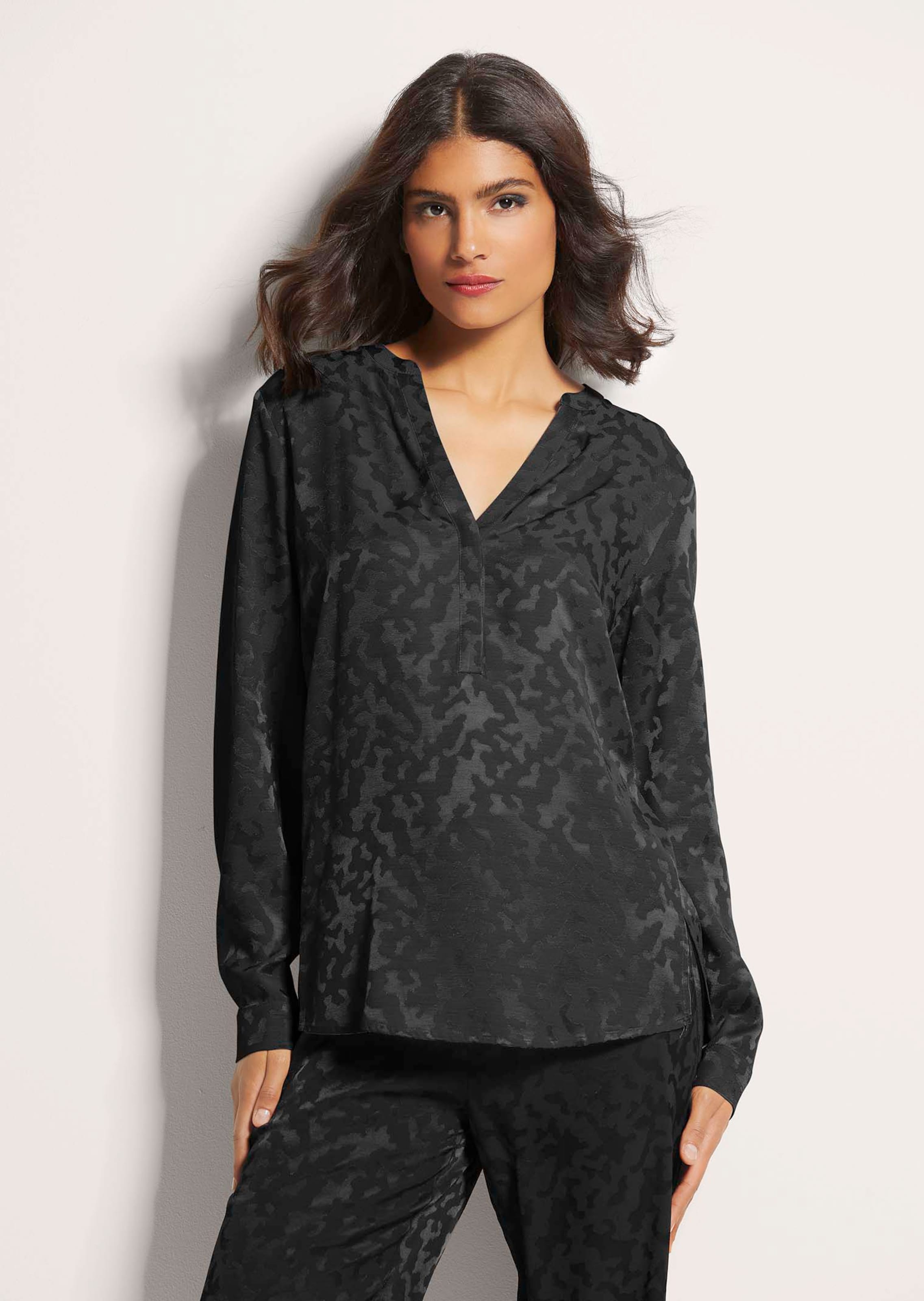 Lange Jacquard-Bluse