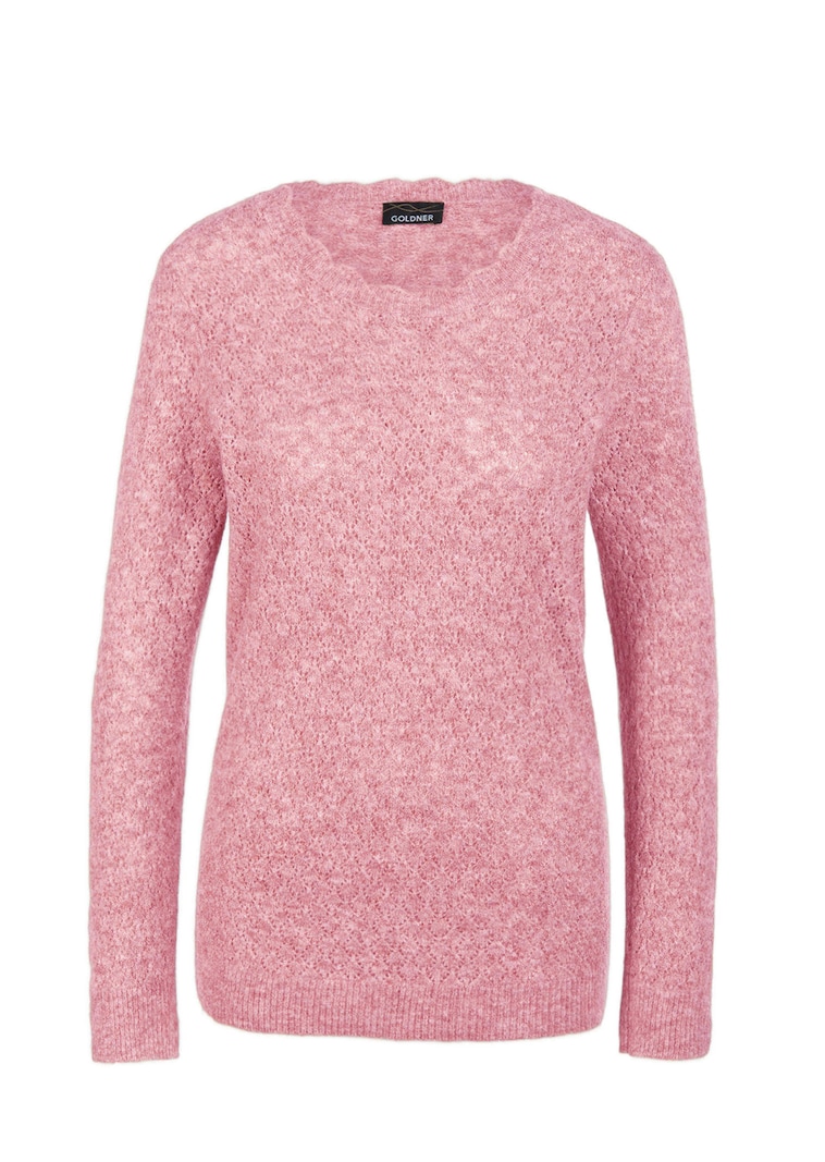 Femininer Ajourpullover aus hochwertigem Melange-Garn