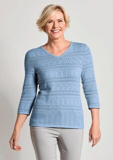 Leichter Strickpullover mit Ajourmuster thumbnail 7