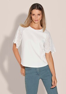 Kurzes Blusen-Shirt im Material-Mix thumbnail 2