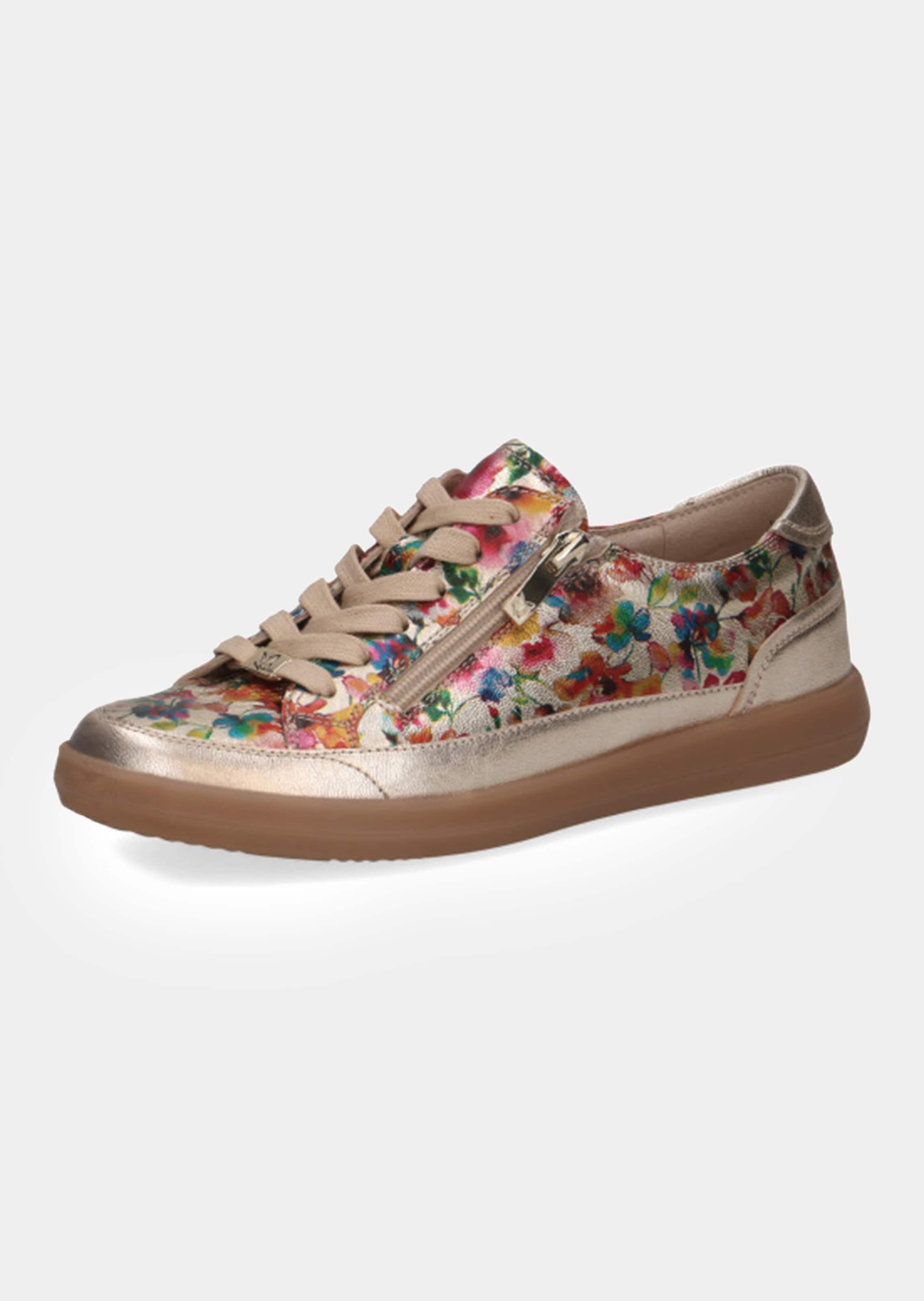 Leder-Sneaker mit Blumenprint