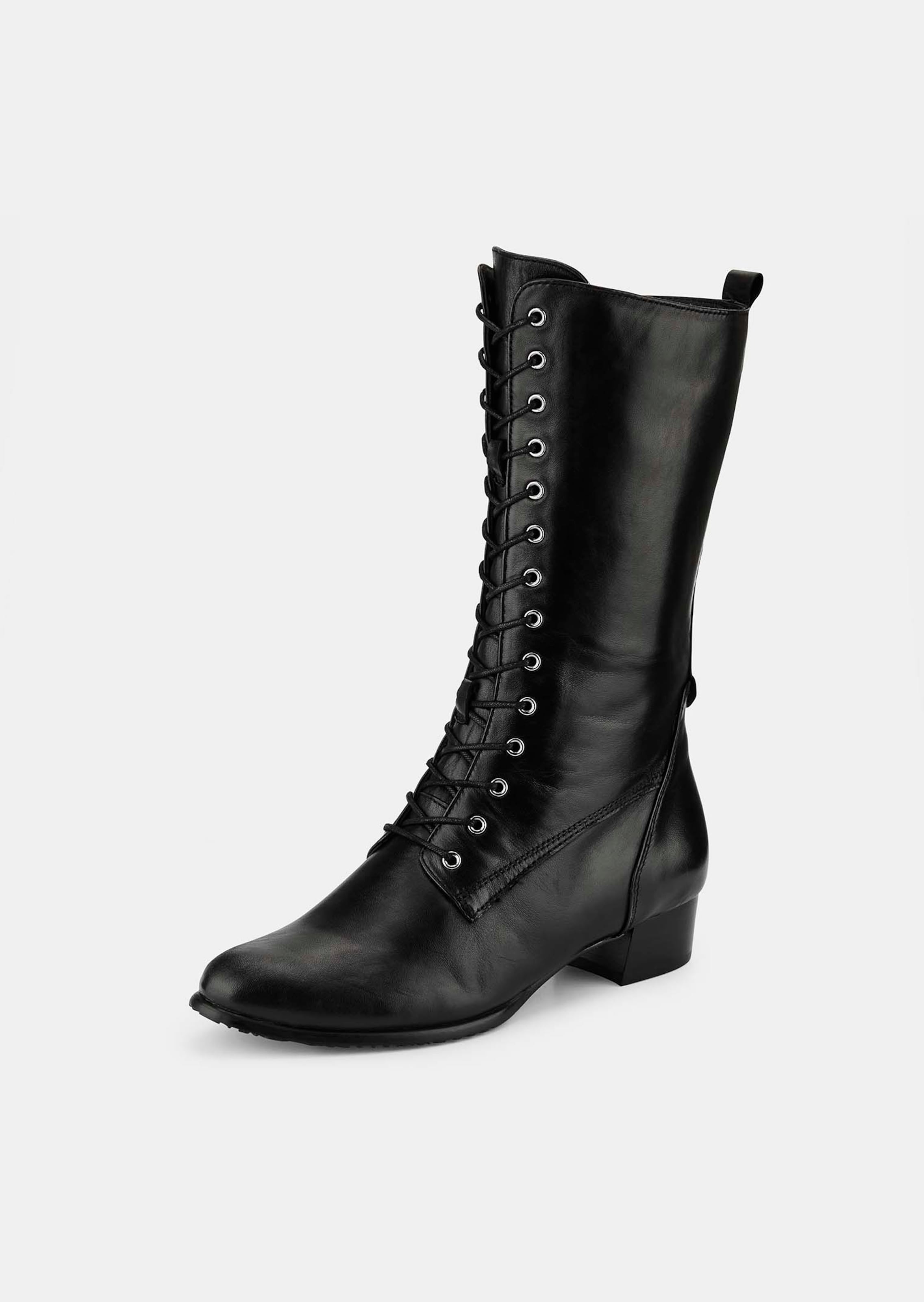 Schnürstiefel mit niedrigem Blockabsatz