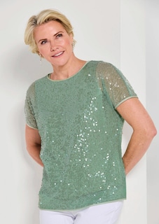 Paillettenbluse mit Top aus Viskose-Satin thumbnail 7