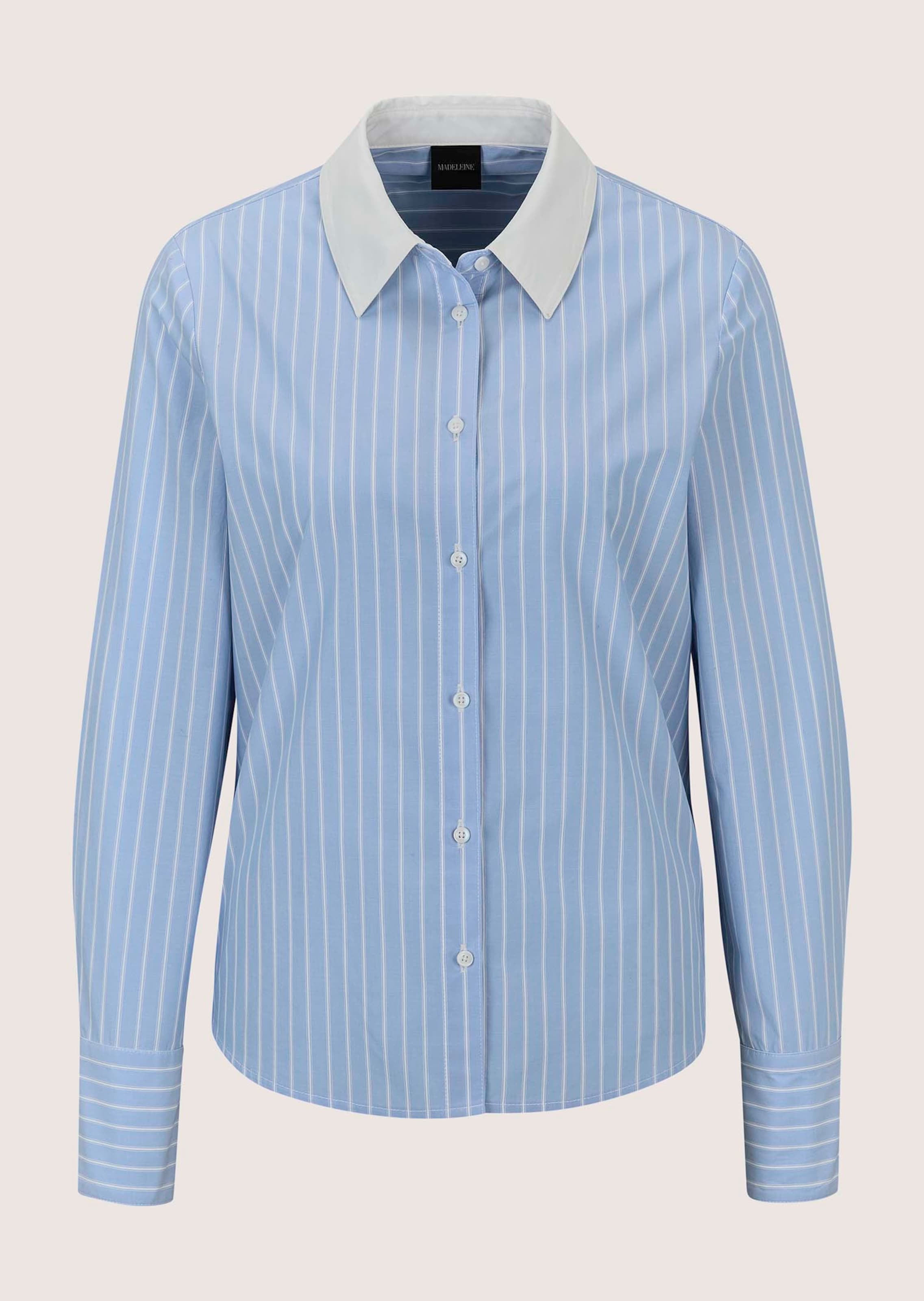 Gestreepte blouse met contrasterende kraag