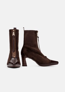 Spitze Stiefeletten in Wildlederoptik mit Glattleder thumbnail 4