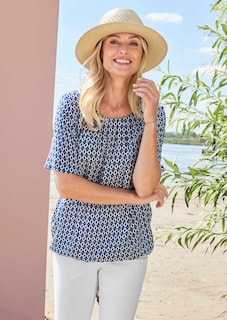 Helder gekleurde, gedessineerde blouse met charmante details thumbnail 7