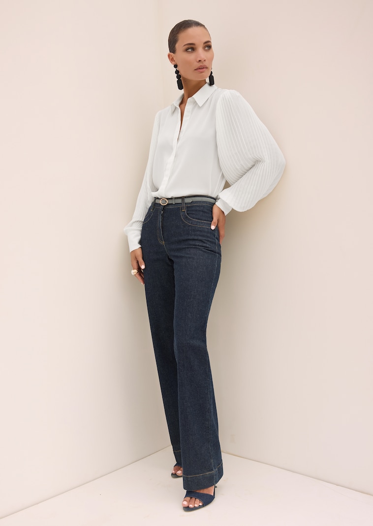 Wide-Leg-Jeans mit dunkler Waschung