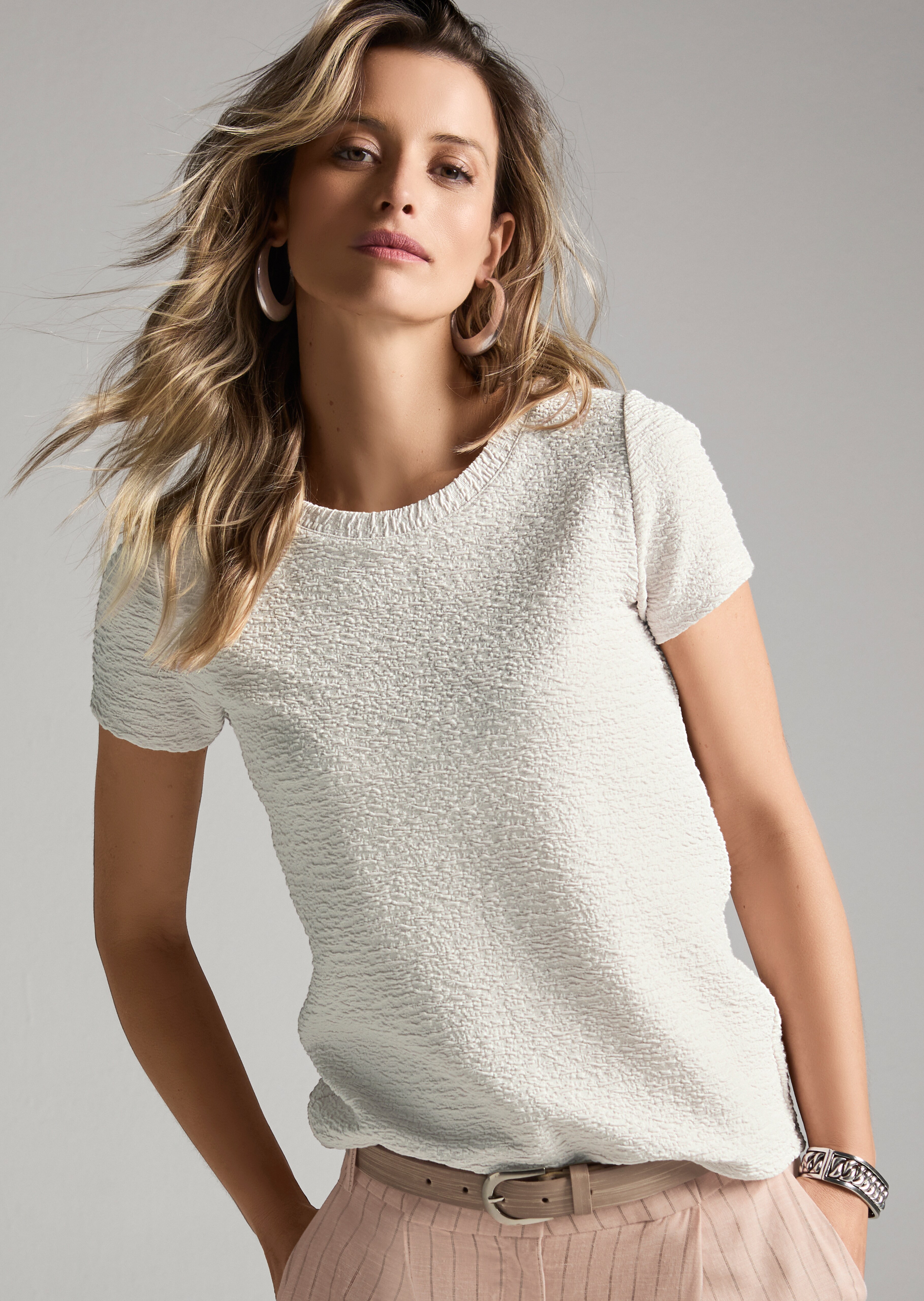Cloqué top met korte mouwen