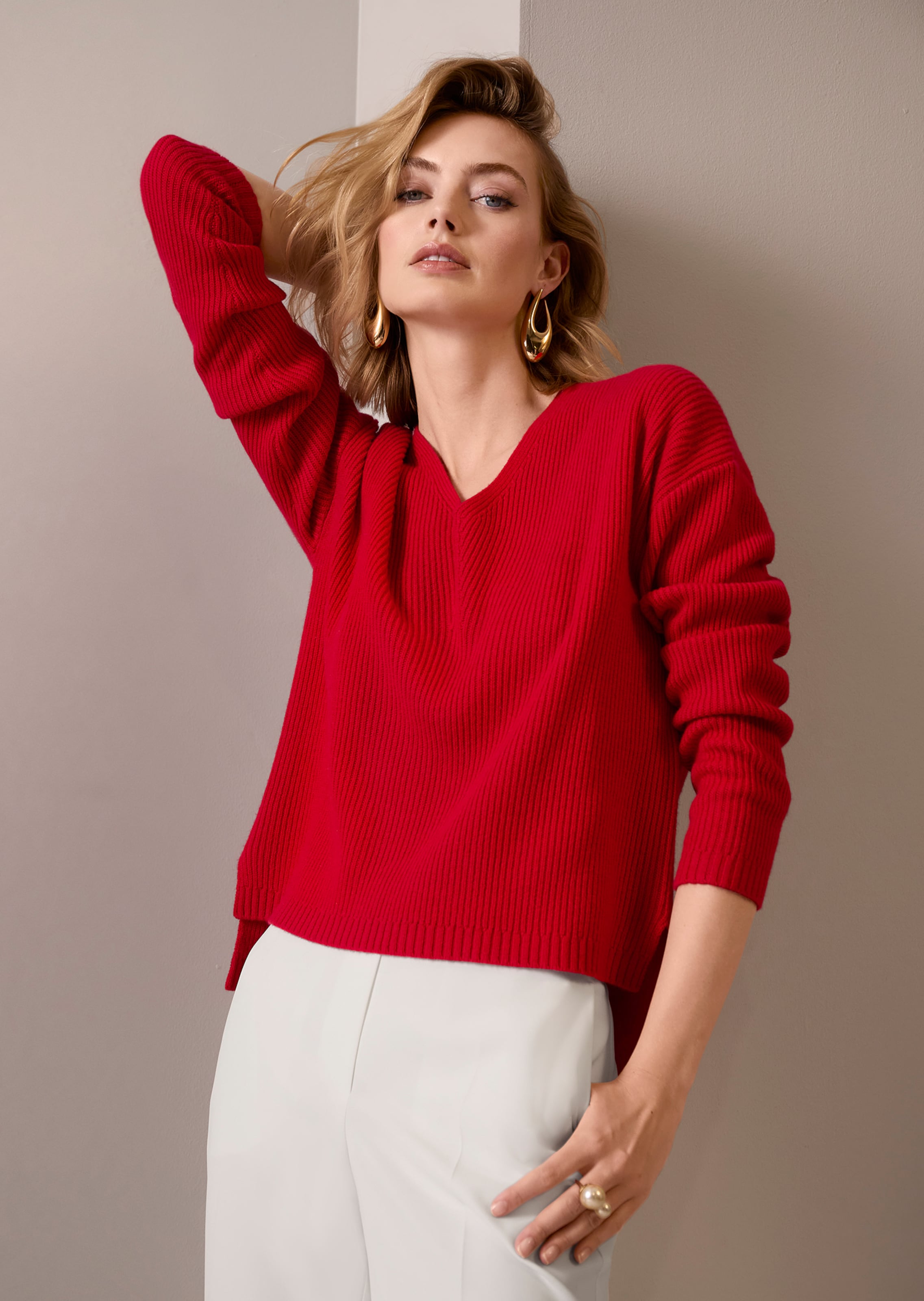 Kaschmir-Pullover mit V-Ausschnitt