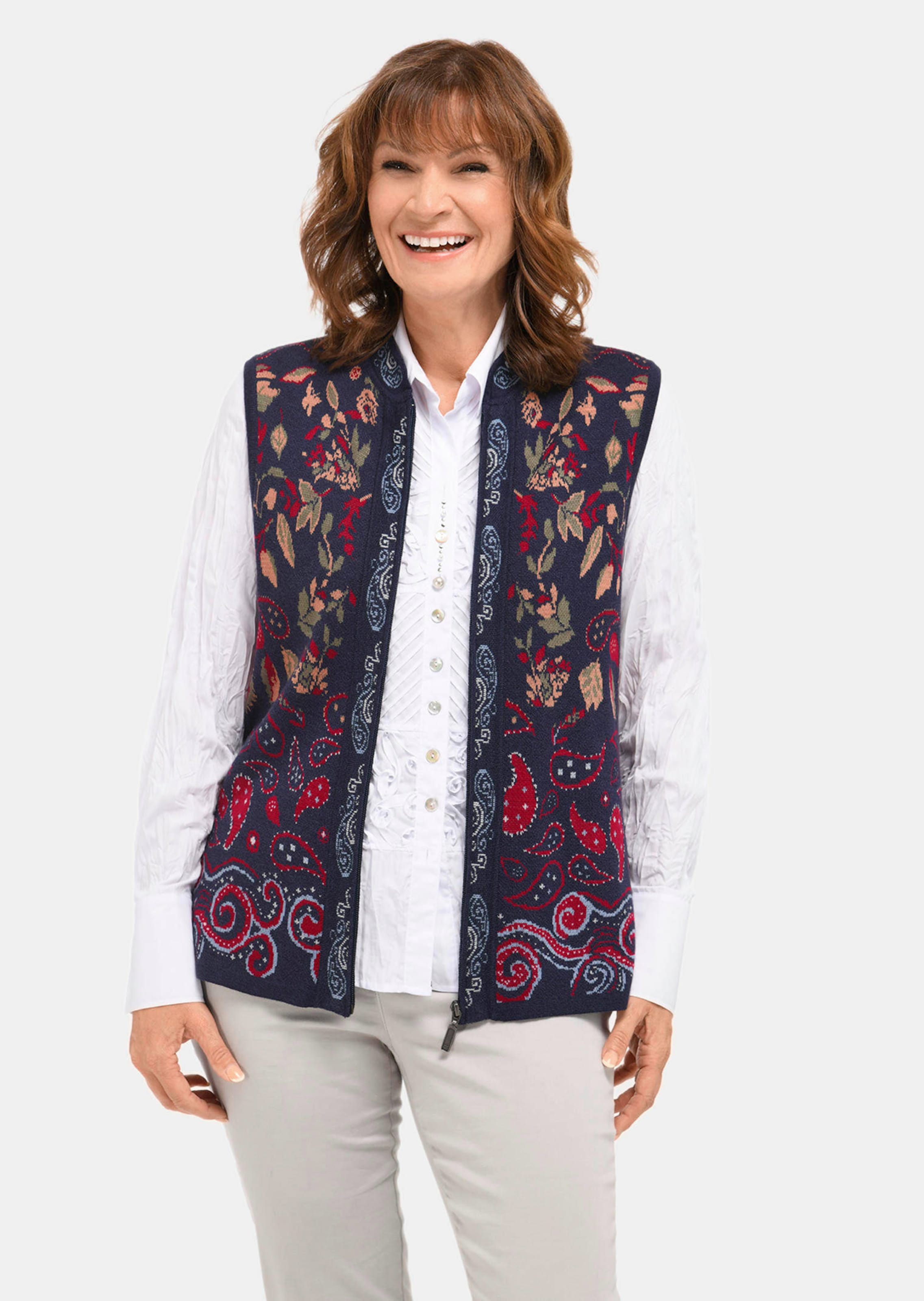 Strickweste mit aufwändigem Jacquardmuster