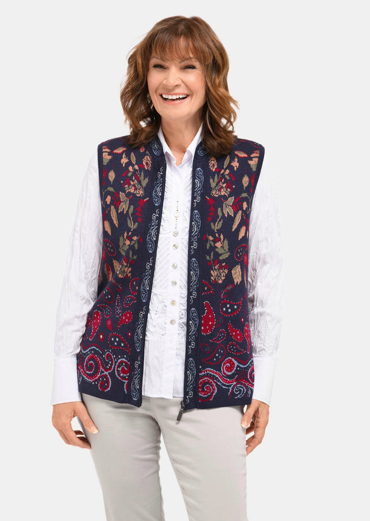 Strickweste mit aufwändigem Jacquardmuster
