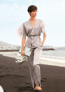 Bluse im Metallic-Look mit transparenten Ärmeln thumbnail 1