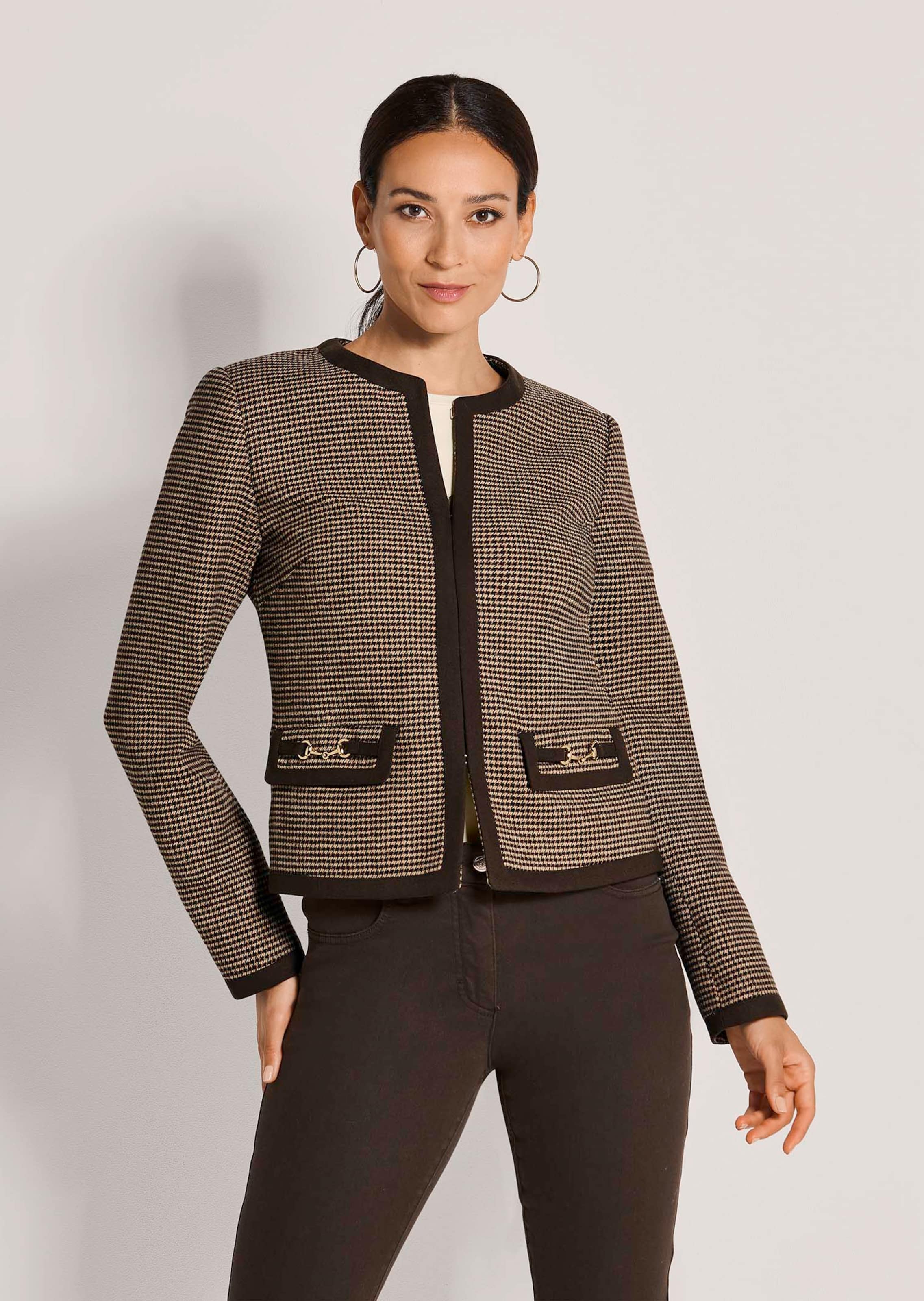 Blazer sans col à motif pied-de-poule