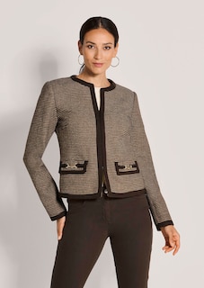 Kragenloser Blazer mit Pepita-Muster thumbnail 2